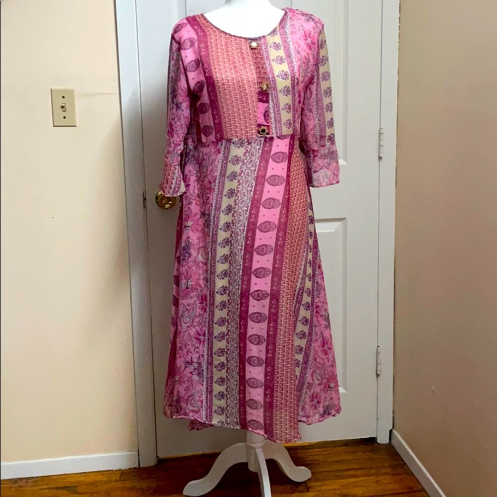 Brand new floral print Chiffon Gorget long dress